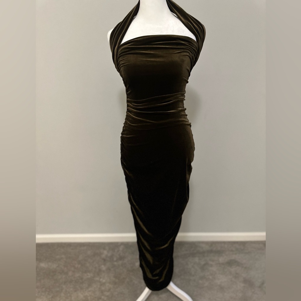 Gorgeous Dark brown gown velvet material